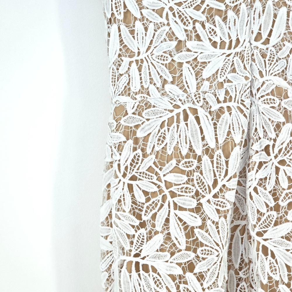 Lulus Nude Midi Sheath Dress Women's Large Lace Sleeveless Floral Naked Wedding - Picture 16 of 16